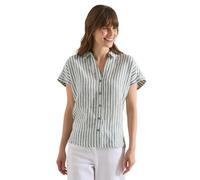 Kurzarmbluse CECIL, Damen, Gr. L (42), bound grün, Web, 100% Leinen, gestreift, klassisch normal, V-Ausschnitt, Bündchen, Blusen, aus Leinen (58255738-L) bound grün