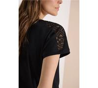 Cecil Damen Dropped Shoulder Shirt mit Spitzendetail in Schwarz, Gr: L