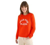 Cecil Sweatshirt Damen mit Stickerei – 100% Baumwolle – Gr. S (38) – cherry tomato orange