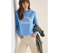Sweatshirt CECIL, Damen, Gr. XXL (46), cloud blau, Web, 100% Baumwolle, unifarben, comfort fit, Rundhals, Bündchen, Sweatshirts Sweatshirt, aus reiner Baumwolle (71791528-XXL) cloud blau