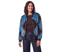 Blouson CECIL, Damen, Gr. M (40), bunt (north blau), Stoff;Plüsch, Oberstoff: 100% Polyester. Futter: 100% Polyester, Jacquardmuster, comfort fit normal, Rundhals, Bündchen, Jacken Blouson, mit Karomu