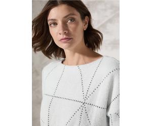 Cecil Damen Federgarn Langarmshirt in Weiß, Gr: XXL