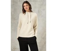 Langarmshirt CECIL, Damen, Gr. XXL (46), beige (raw sand beige), Stoff, 65% Polyamid, 23% Polyester, 12% Viskose, unifarben, casual, normal normal, hoch geschlossener Ausschnitt, Langarm Bündchen, Shi