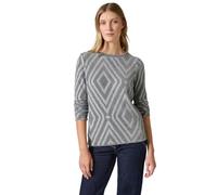 Cecil Damen Langarmshirt Federgarn mit Jacquardmuster U-Boot-Ausschnitt Grau XL