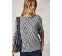 Cecil Damen Federgarn Shirt mit Muster in Grau, Gr: XS