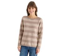 Rundhalspullover CECIL, Damen, Gr. XXL (46), urban taupe, Strick, Obermaterial: 85% Polyester, 15% Baumwolle, colorblocking, gestreift, lässig geschnitten hüftbedeckend, Rundhals, Pullover Rundhalspul