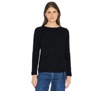CECIL Langarmshirt Federgrarn Jacquard – Damen M (40) Schwarz – U-Boot, gemustert, Tunnelzug