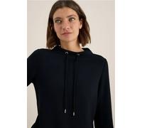 Langarmshirt CECIL, Damen, Gr. S (38), blau (urban dunkelblau), Stoff, 69% Polyester, 28% Viskose, 3% Elasthan, unifarben, normal normal, hoch geschlossener Ausschnitt, abgesteppt, Shirts, mit Tunnelz