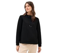 Sweatshirt CECIL, Damen, Gr. L42, schwarz, Web, 80% Baumwolle, 17% Polyester, 3% Elasthan, unifarben, comfort fit, Rundhals, Bündchen, Sweatshirts, mit Tunnelzugband am Kragen (30922905-L) schwarz