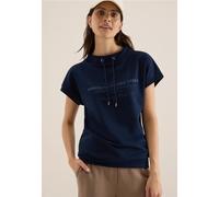 Cecil Damen Funnel Neck T-Shirt in Blau, Gr: S