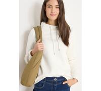 Sweatshirt CECIL, Damen, Gr. XXL (46), creamy weiß, Sweatware, Obermaterial: 56% Polyester, 44% Baumwolle, bestickt, lässig geschnitten hüftbedeckend, Rundhals, elastischer Bund, Sweatshirts Sweatshir