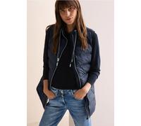 Steppweste CECIL, Damen, Gr. XS (36), blau (schwarz navy blau), Stoff, 100% Polyester, unifarben, casual, gerade normal, hoch geschlossener Ausschnitt, Westen, mit Stehkragen (50025007-XS) schwarz nav
