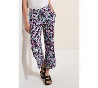 Cecil Damen Gemusterte 7/8 Wide Leg Hose in Weiß, Gr: XL
