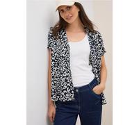 Kurzarmbluse CECIL, Damen, Gr. XL (44), blau (urban dunkelblau), Web, 100% Baumwolle, bedruckt, klassisch normal, V-Ausschnitt, abgesteppt, Blusen, mit Kragen (33812631-XL) urban dunkelblau