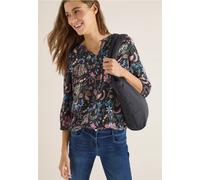 Klassische Bluse CECIL, Damen, Gr. M (40), raw khaki, Stoff, 100% Viskose, gemustert, klassisch normal, Rundhals, elastischer Bund, Blusen Bluse, mit geschlitztem Rundhalsausschnitt mit Bändchen (8402