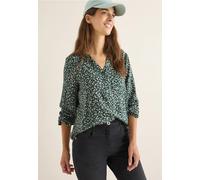 Shirtbluse CECIL, Damen, Gr. XXL (46), schwarz balmy khaki, Stoff, 100% Viskose, gemustert, normal normal, Rundhals, elastischer Bund, Blusen, aus softer Viskose (60890622-XXL) schwarz balmy khaki