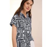 Hemdbluse CECIL, Damen, Gr. S (38), blau (universal blau), Stoff, 100% Viskose, bedruckt, casual, normal normal, V-Ausschnitt, Kurzarm Bündchen, Blusen, mit Seitlichen Einschlitzen am Saum (96944638-S