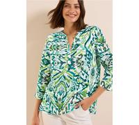 Cecil Damen Gemusterte Leinenmix-Bluse in Grün, Gr: XS