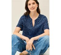 Kurzarmbluse CECIL, Damen, Gr. XS (36), blau (urban navy blau), Stoff, 100% Viskose, bedruckt, klassisch normal, Rundhals, Umschlagbund, Blusen, aus softer Viskose (52030728-XS) urban navy blau