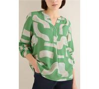 Langarmbluse CECIL, Damen, Gr. M (40), schwarz bamboo grün, Stoff, 100% Viskose, gemustert, normal normal, V-Ausschnitt, abgesteppt, Blusen, im grafischen Design (33870405-M) schwarz bamboo grün