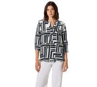 Druckbluse CECIL, Damen, Gr. S (38), blau (universal blau), Web, Obermaterial: 88% Viskose, 12% Nylon, bedruckt, casual, bequem hüftbedeckend, Rundhals, 3/4-Ärmel, Blusen, mit grafischem Muster (73702