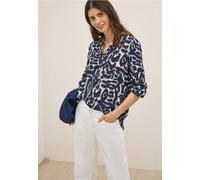 Langarmbluse CECIL, Damen, Gr. S (38), urban dunkelblau, Web, Obermaterial: 100% Viskose, bedruckt, casual, regular fit taillenbedeckt, Rundhals, Langarm elastischer Bund, Blusen, mit All-Over Print (