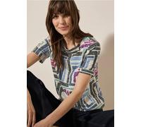 Cecil Damen Gemustertes Ausbrenner-Shirt in Weiß, Gr: S