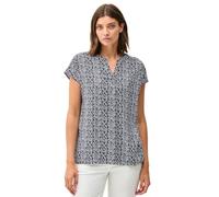 Cecil Damen Blusenshirt B345613, gemustert, 100% Viskose, Kurzarm, Rundhals – M Universal Blue