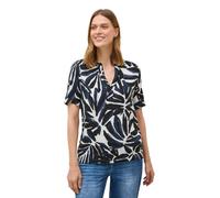 Kurzarmbluse CECIL, Damen, Gr. S (38), blau (urban dunkelblau), Stoff, 100% Viskose, gemustert, normal normal, Rundhals, Umschlagbund, Blusen, aus softer Viskose (79323348-S) urban dunkelblau