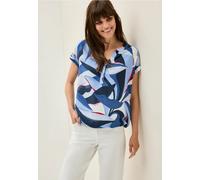 Kurzarmbluse CECIL, Damen, Gr. XS (36), urban navy blau, Web, Obermaterial: 100% Viskose, bedruckt, casual, regular fit taillenbedeckt, Rundhals, Kurzarm, Blusen, mit All-Over Print (55937467-XS) urba