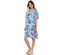 Midikleid CECIL, Damen, Gr. XXL46, US-Größen, weiß (vanilleweiß), Stoff, 100% Viskose, gemustert, comfort fit wadenlang, Rundhals, Bündchen, Kleider Midikleid, mit Volant (15769302-XXL) vanilleweiß