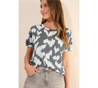 Cecil Damen Gemustertes Crepé Shirt in Grau, Gr: S