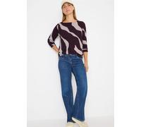 Strickpullover CECIL, Damen, Gr. L (42), eggplant rot, Web, Obermaterial: 63% Polyamid, 24% Polyester, 13% Viskose, gemustert, lässig geschnitten hüftbedeckend, U-Boot-Ausschnitt, Pullover, mit grafis