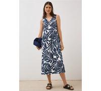 Jerseykleid CECIL, Damen, Gr. L42, US-Größen, blau (urban dunkelblau), Jersey, 95% Viskose, 5% Elasthan, gemustert, normal wadenlang, V-Ausschnitt, abgesteppt, Kleider, aus Viskose (43164662-L) urban 