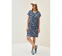 Sommerkleid CECIL, Damen, Gr. XL44, US-Größen, blau (urban navy blau), Stoff, 100% Viskose, bedruckt, normal kniefrei, V-Ausschnitt, abgesteppt, Kleider, mit allover Print (13372863-XL) urban navy bla