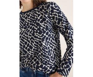 Cecil Damen Gemustertes Langarmshirt in Blau, Gr: XXL