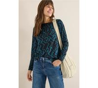 Cecil Damen Gemustertes Langarmshirt in Grün, Gr: XS