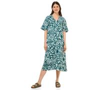 Midikleid CECIL, Damen, Gr. XS (36), US-Größen, grün (grün lagoon), Stoff, 55% Leinen, 45% Viskose, gemustert, casual, comfort fit wadenlang, V-Ausschnitt, Kurzarm Bündchen, Kleider, mit allover Print