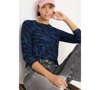 Sweater CECIL, Damen, Gr. XL (44), urban dunkelblau melange, Sweatware, Obermaterial: 67% Viskose, 28% Polyester, 5% Elasthan, animal-print, normal hüftbedeckend, Rundhals, Sweatshirts, mit Animal-Pri