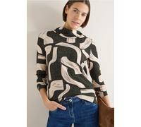 Cecil Damen Gemustertes Melange Shirt in Grün, Gr: XS