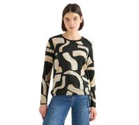 CECIL Langarmshirt Damen gemustert Raw Khaki Jersey Rundhals 50% Baumwolle/50% Modal Gr. XL (44)