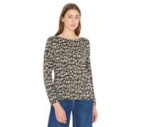Langarmshirt CECIL, Damen, Gr. M (40), raw khaki, Web, 50% Modal, 50% Baumwolle, gemustert, normal normal, U-Boot-Ausschnitt, abgesteppt, Shirts Langarmshirt, mit grafischem Muster (87800552-M) raw kh