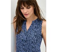 Cecil Damen Gemustertes Split Neck Top in Blau, Gr: XXL