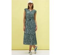 Midikleid CECIL, Damen, Gr. XL (44), US-Größen, grün (schwarz balmy khaki), Stoff, 100% Viskose, bedruckt, normal wadenlang, Rundhals, Bündchen, Kleider, aus Viskose (42207043-XL) schwarz balmy khaki