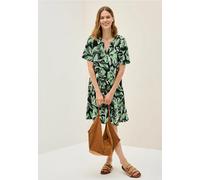 Sommerkleid CECIL, Damen, Gr. XS (36), US-Größen, grün (ink grün), Stoff, 100% Viskose, bedruckt, normal knielang, V-Ausschnitt, ausgestellter Saum, Kleider, mit allover Blumenprint (27311067-XS) ink