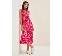 Midikleid CECIL, Damen, Gr. XXL (46), US-Größen, rot (glazed apple rot), Stoff, 100% Viskose, bedruckt, normal wadenlang, Rundhals, Bündchen, Kleider, aus Viskose (68152324-XXL) glazed apple rot