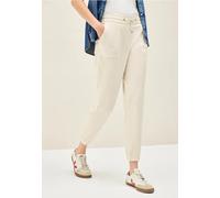 Jogger Pants CECIL, Damen, Gr. XXL, Länge 28, beige (light beige), Web, 71% Baumwolle, 25% Polyamid, 4% Elasthan, gestreift, comfort fit knöchelfrei, Hosen, Middle Waist (51480522-XXL) light beige