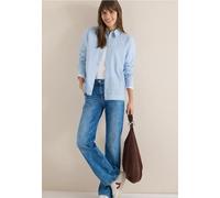Cecil Langarmbluse Damen L (42) 100% Baumwolle V-Ausschnitt unifarben Blau Manschette