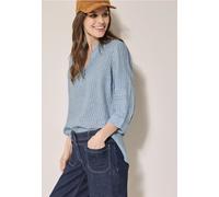 Klassische Bluse CECIL, Damen, Gr. XS (36), blau (chambray forever blau), Web, 100% Leinen, gestreift, klassisch normal, V-Ausschnitt, Bündchen, Blusen, aus Leinen (96087627-XS) chambray forever blau