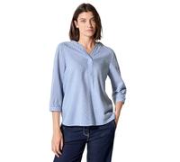 Klassische Bluse CECIL, Damen, Gr. S (38), blau (blouse blau), Web, Obermaterial: 51% Viskose, 32% Baumwolle, 17% Polyamid, gestreift, casual, regular fit taillenbedeckt, Rundhals, 3/4-Ärmel, Blusen, 